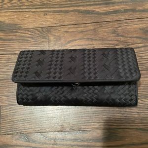 Black clutch satin bag with strap